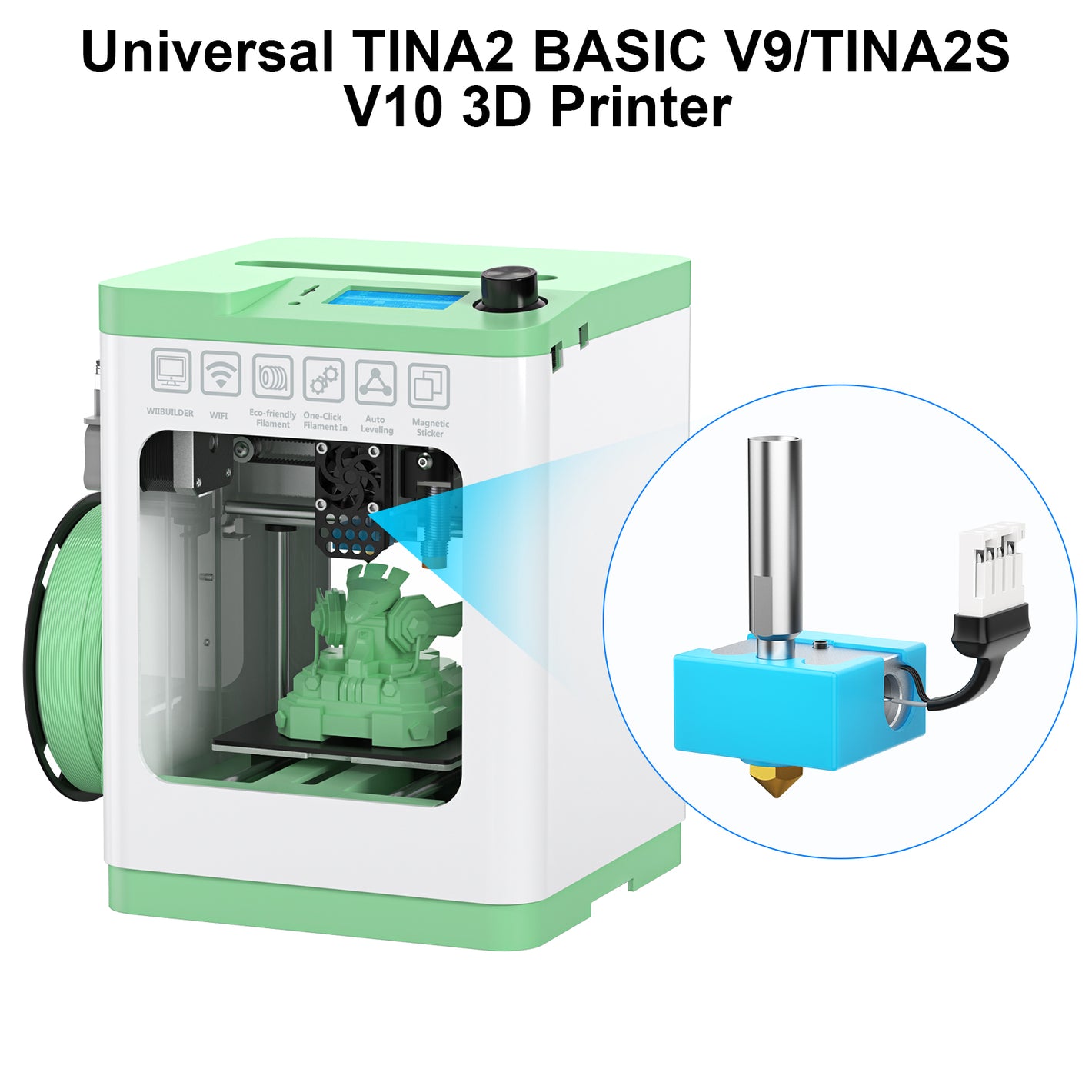 Entina 3D Printer TINA2 V9 V10 Hotend Assembly (with 10P Cable) for Other Versions TINA2 of 3D Printers